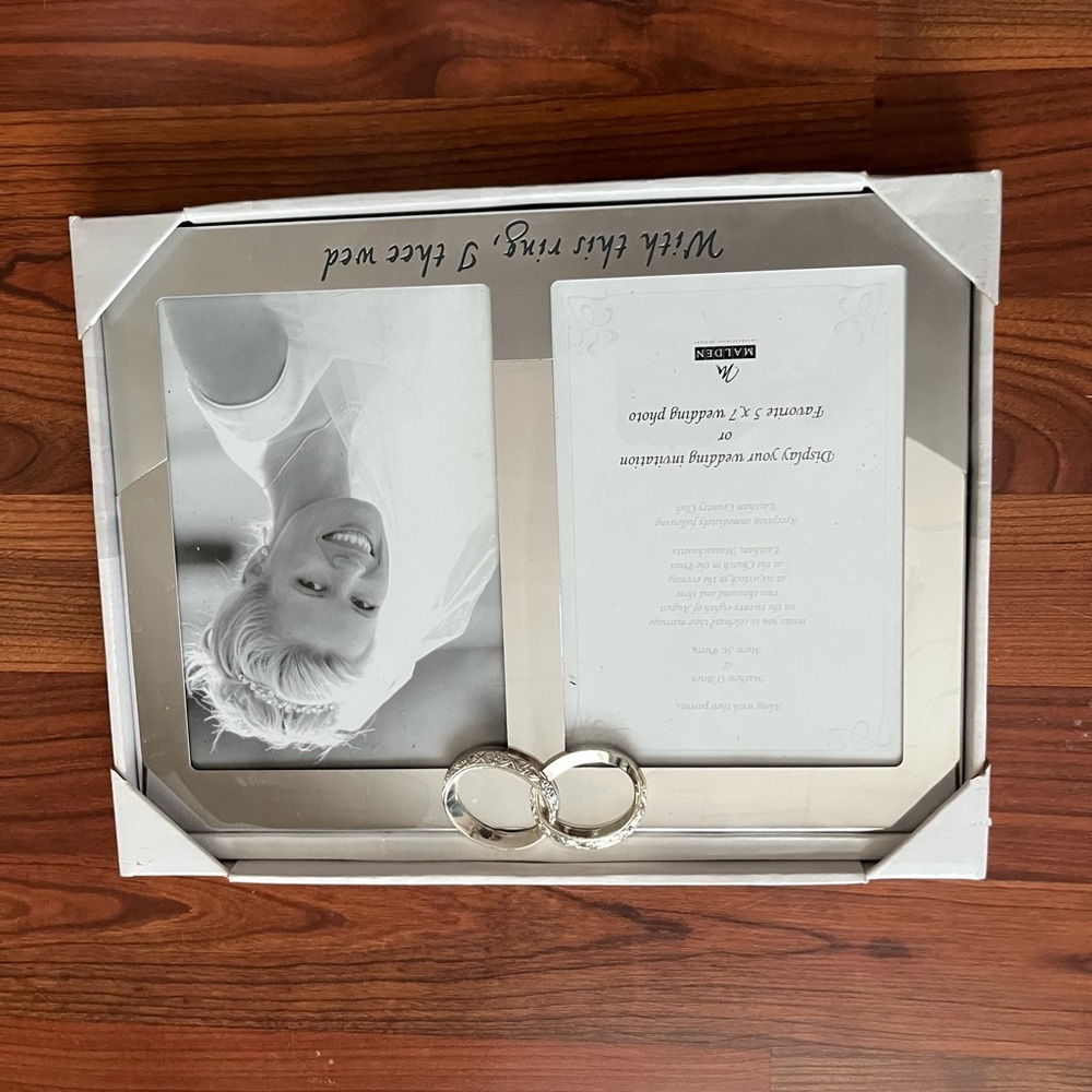 Malden Silver Picture Frame with Wedding Ring Accents